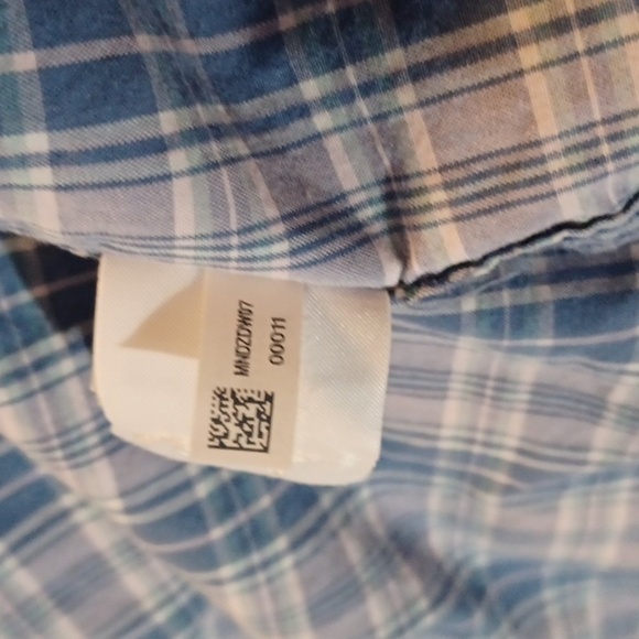 AMERICAN EAGLE, MENS LONG SLEEVE BUTTON UP SHIRT,BLUE PLAID, SIZE LARGE. - Picture 6 of 7